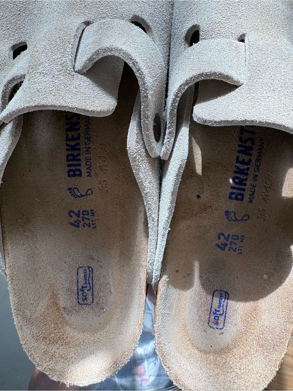 Birkenstock Boston Taupe Soft Footbed Suede Leather Clogs Unisex EU 42 US M9 W11 - Picture 6 of 7